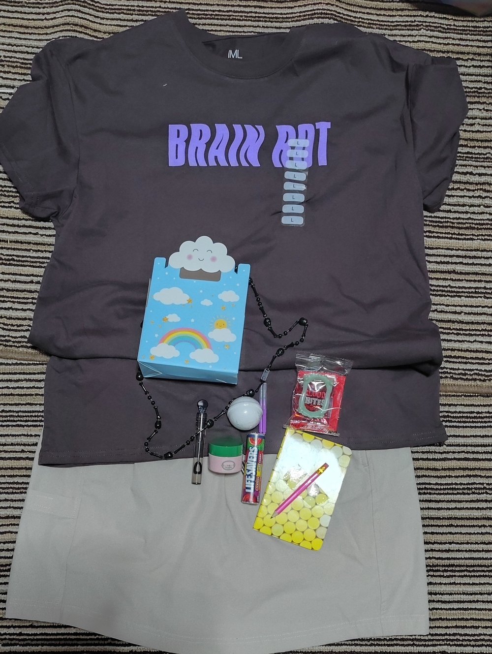 #0273   "BRAIN Rot" Graphic Tee - Playful Print Combo